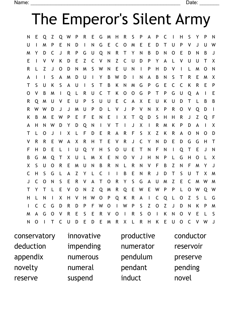 The Emperor's Silent Army Word Search