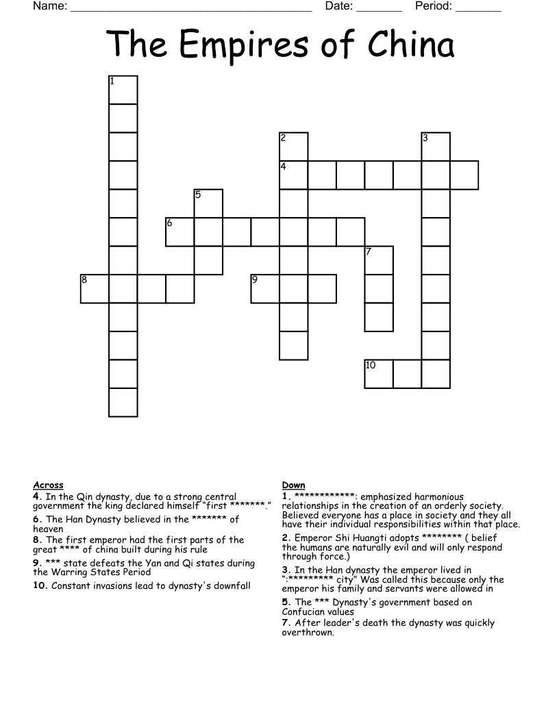 The Empires of China Crossword