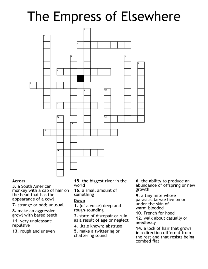 The Empress of Elsewhere Crossword