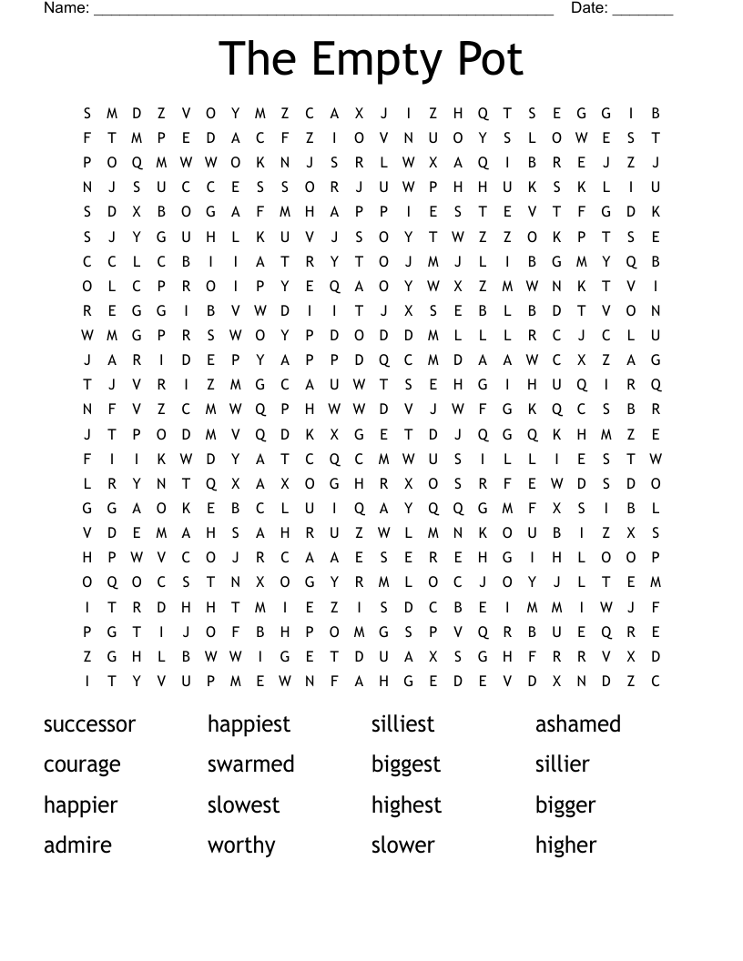 The Empty Pot Word Search
