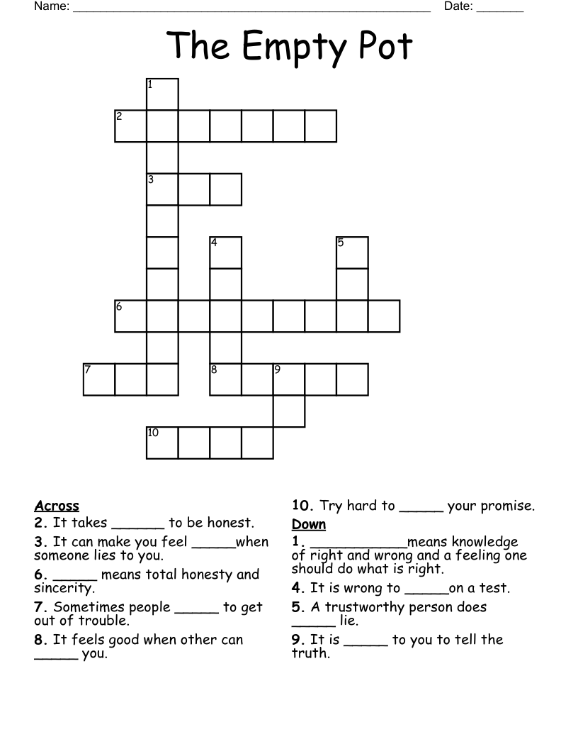 The Empty Pot Crossword