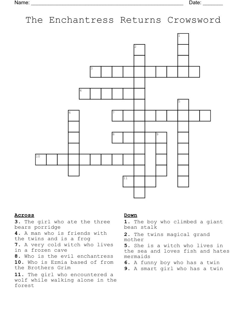 The Enchantress Returns Crowsword Crossword
