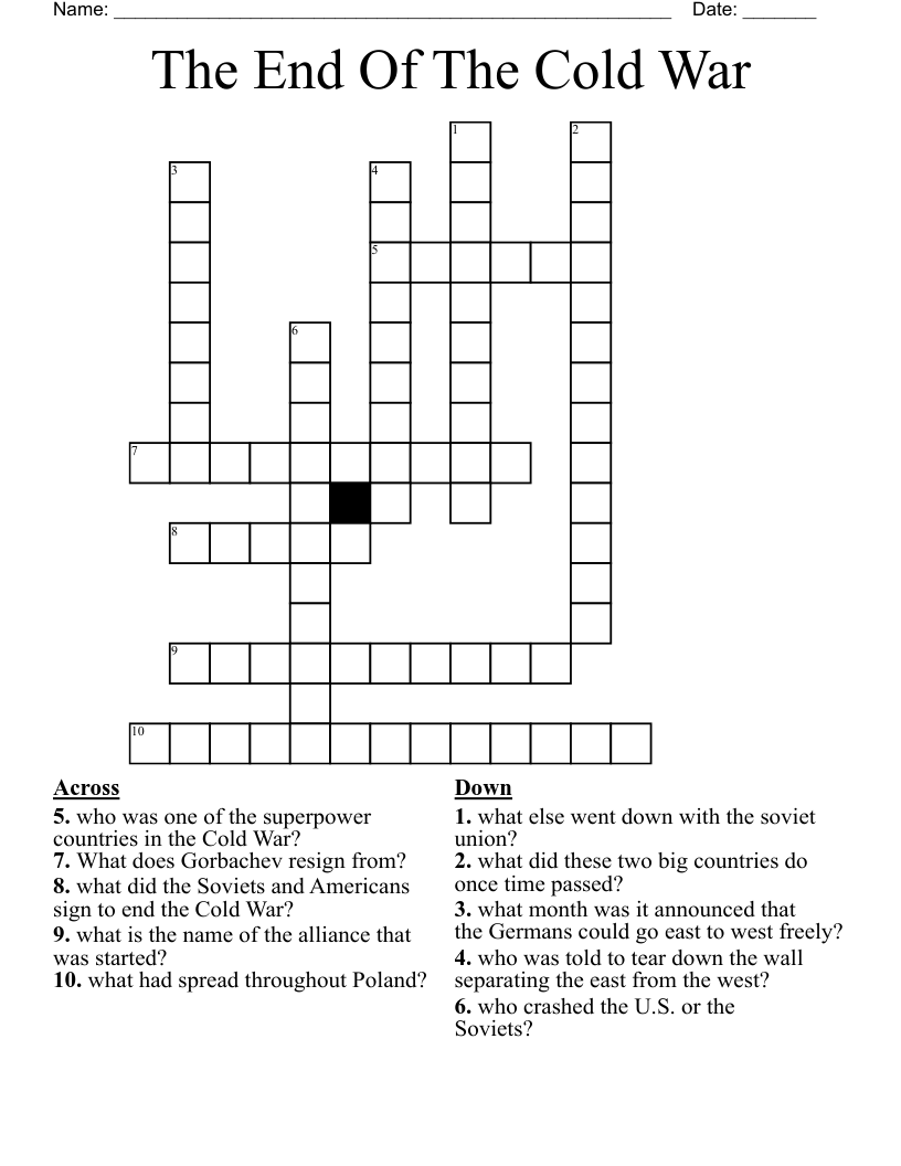 The End Of The Cold War Crossword