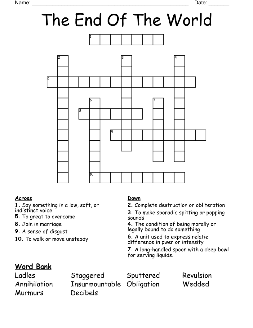 The End Of The World Crossword