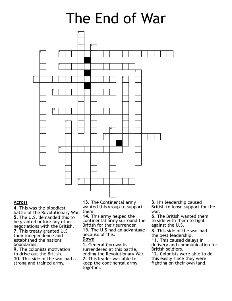 The End of War Crossword