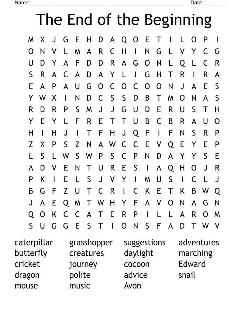 The End of the Beginning Word Search
