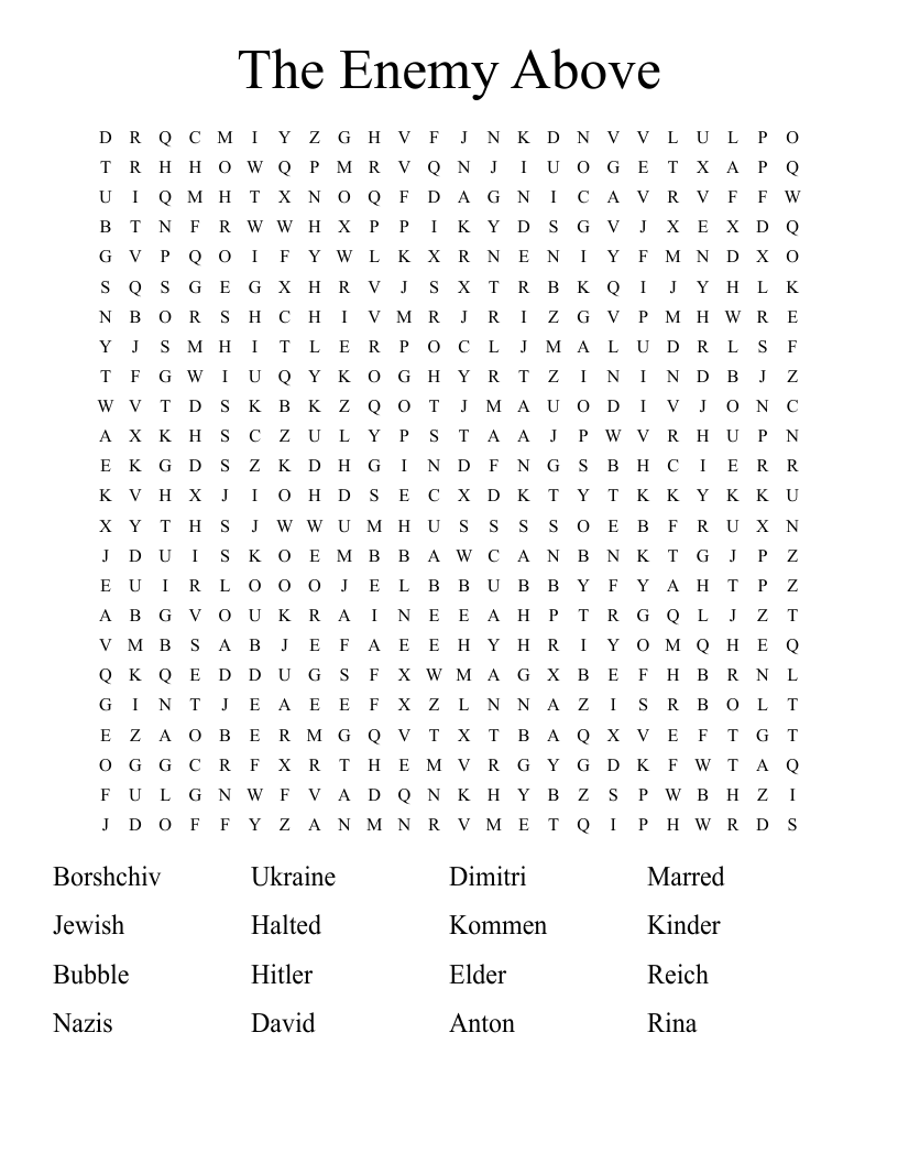 The Enemy Above Word Search