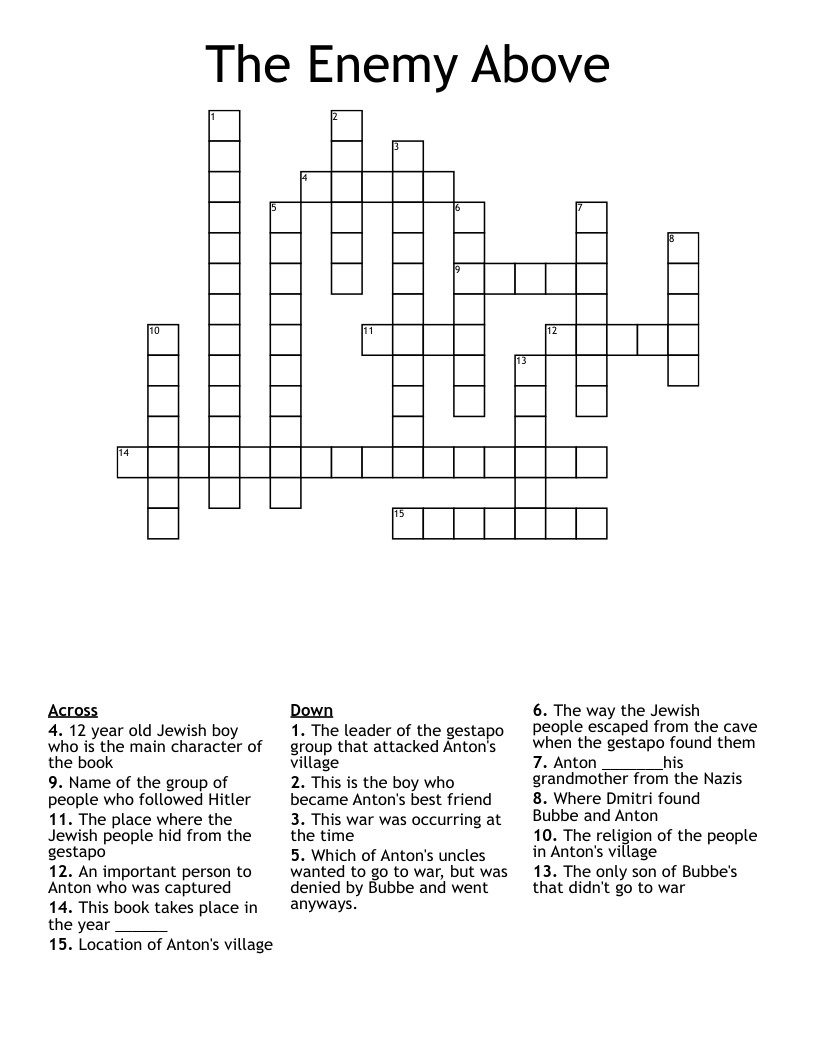 The Enemy Above Crossword