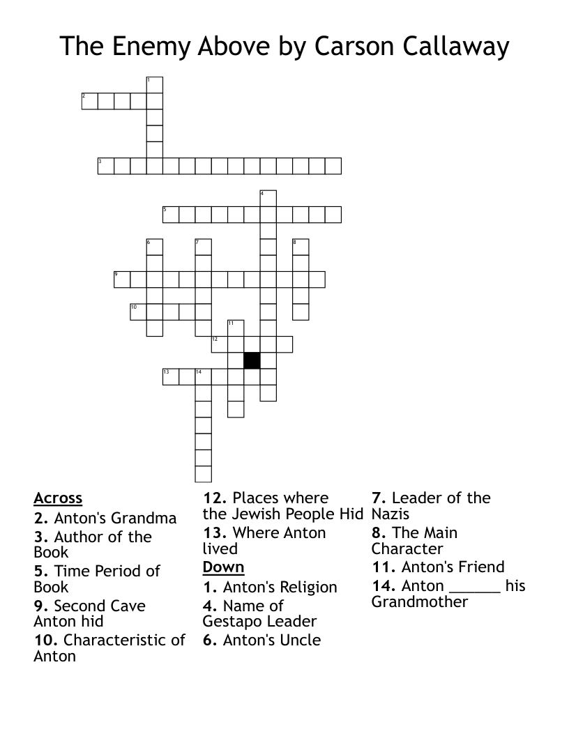 The Enemy Above by Carson Callaway Crossword