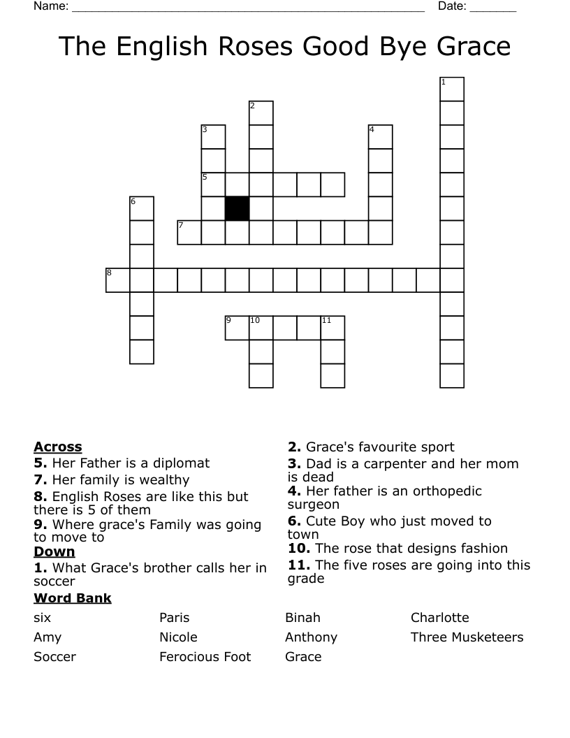 The English Roses Good Bye Grace Crossword
