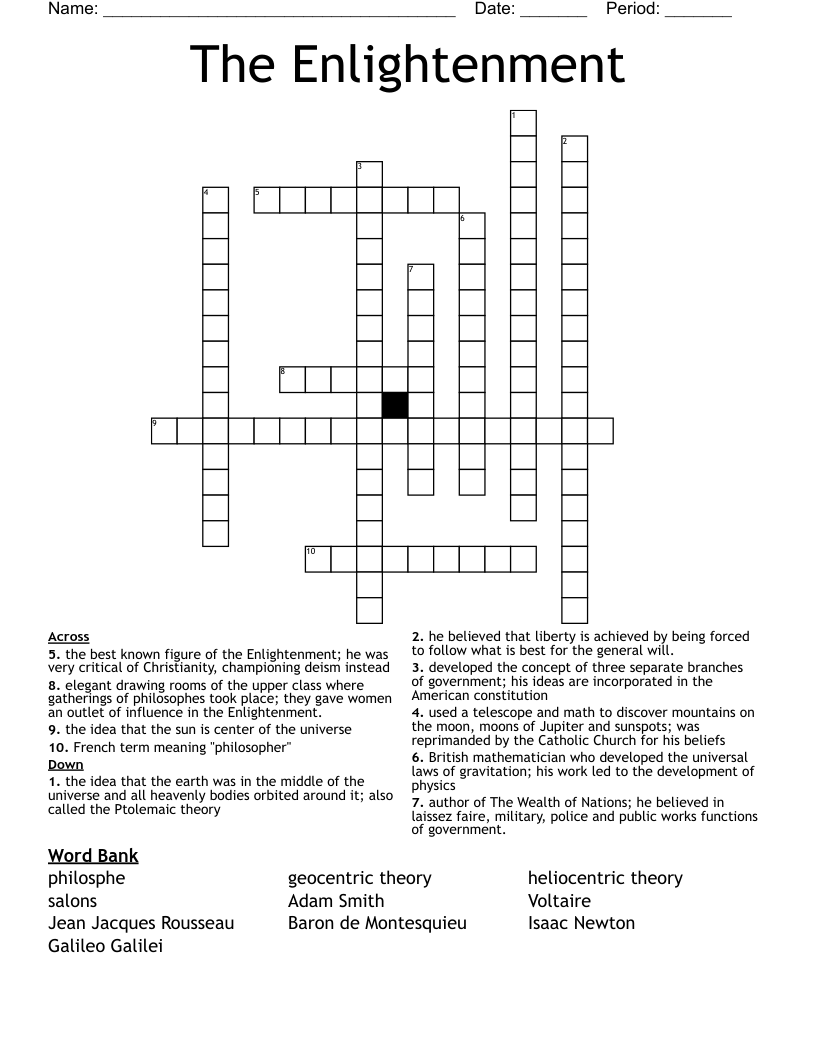 The Enlightenment Crossword