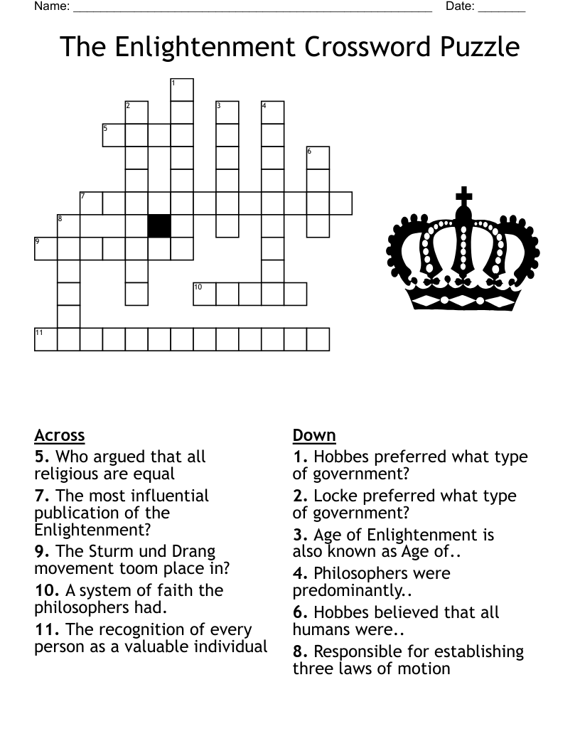 The Enlightenment Crossword Puzzle