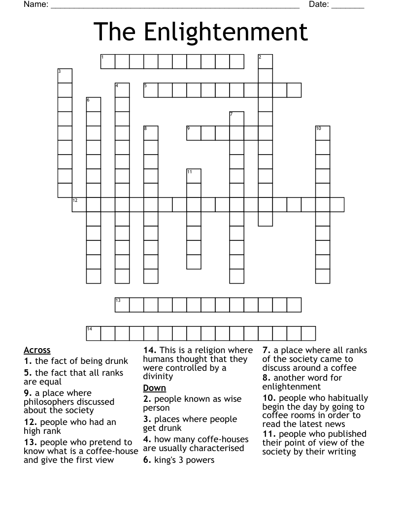 The Enlightenment  Crossword