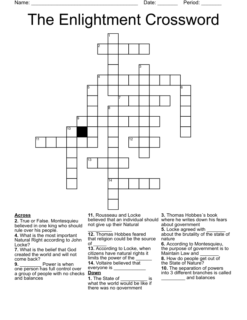 The Enlightment Crossword