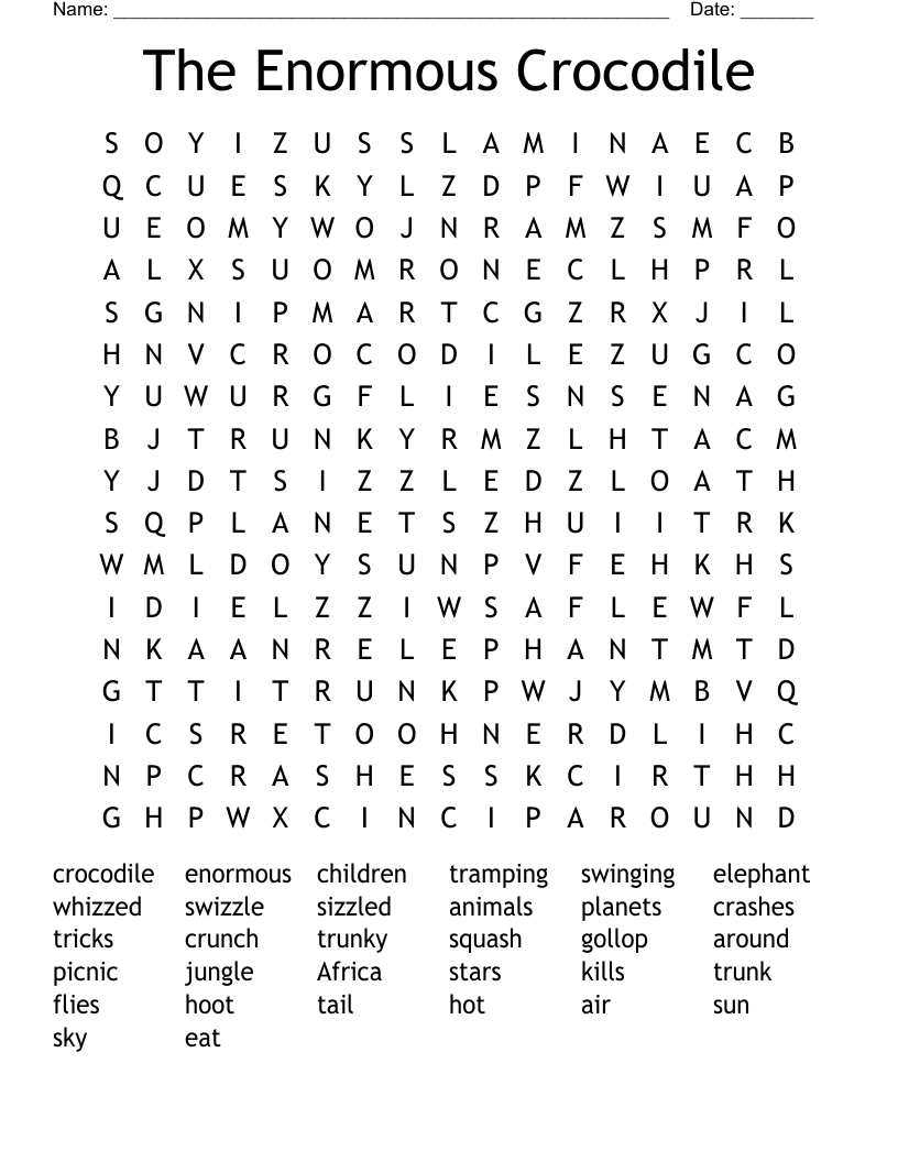 The Enormous Crocodile  Word Search