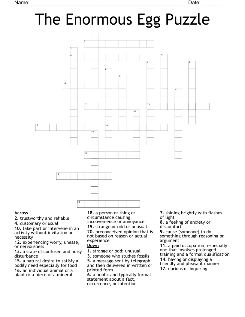 The Enormous Egg Puzzle Crossword