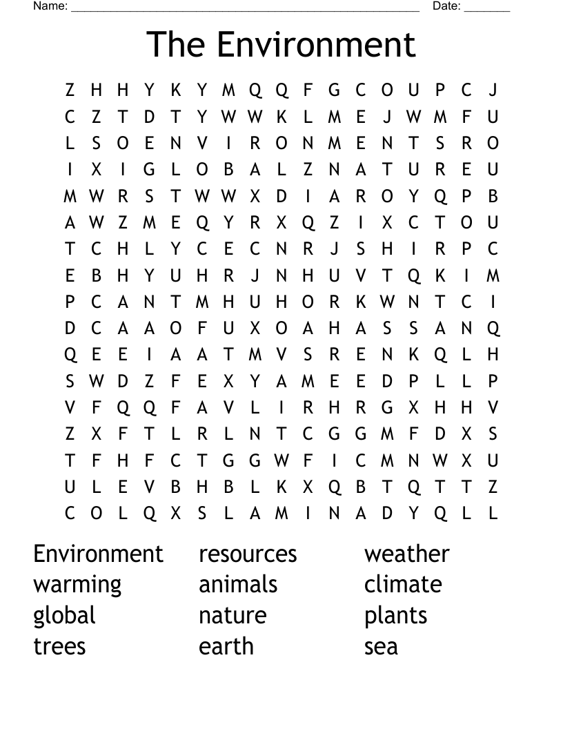 The Environment Word Search
