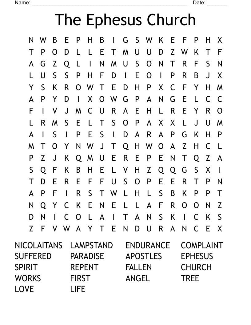 The Ephesus Church Word Search