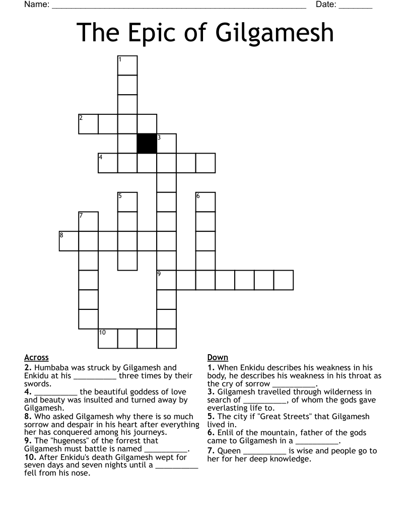 The Epic of Gilgamesh Crossword