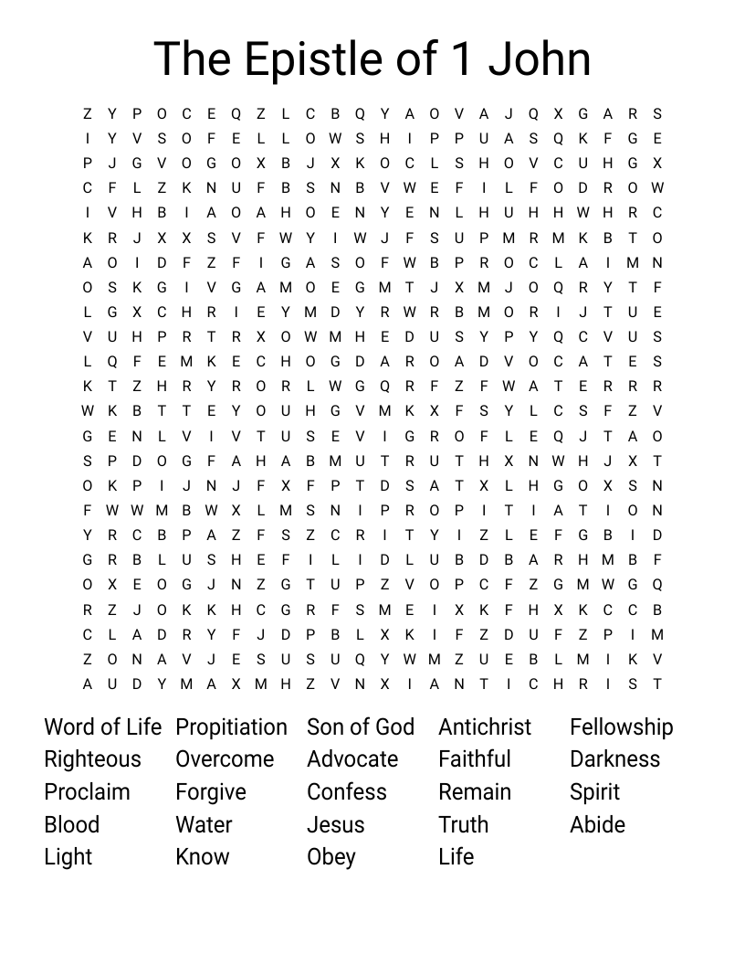 The Epistle of 1 John Word Search