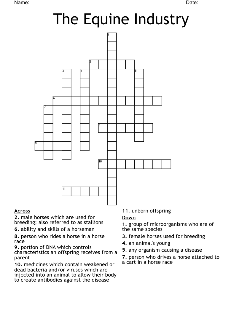 The Equine Industry Crossword