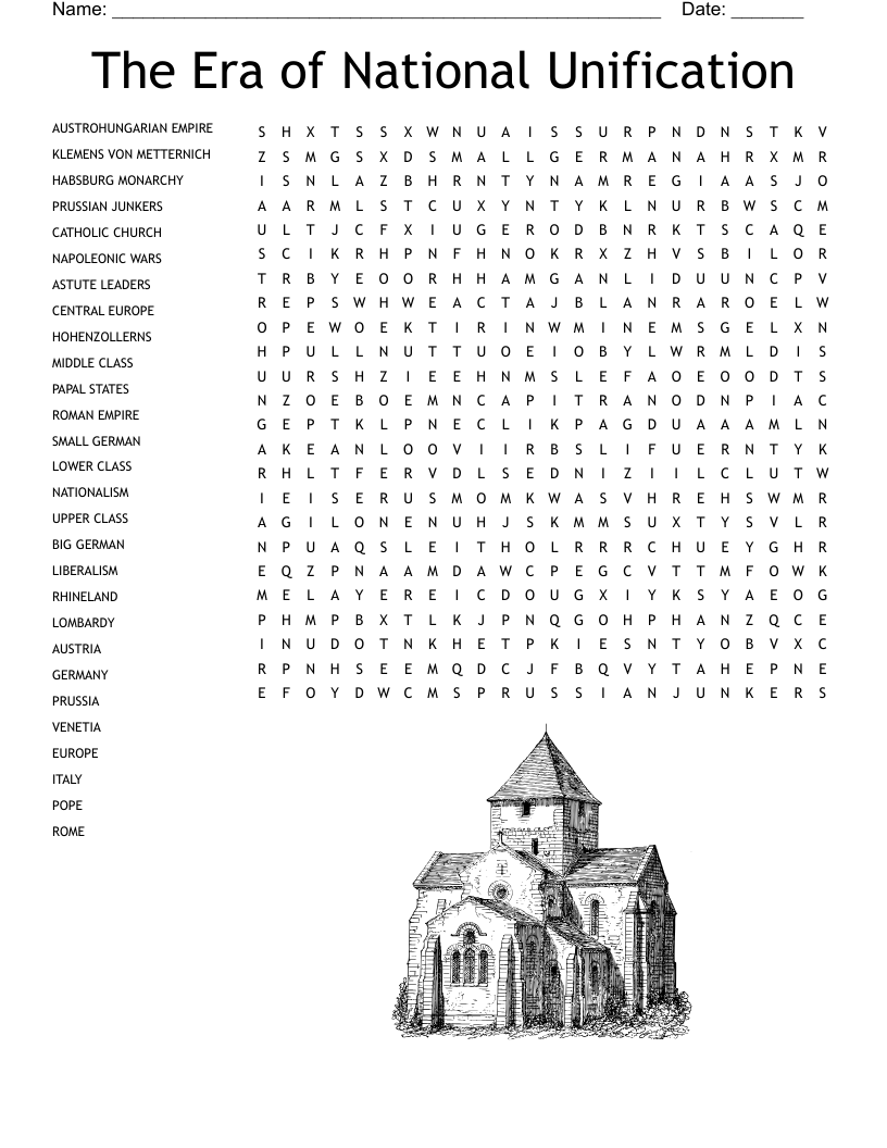 The Era of National Unification Word Search