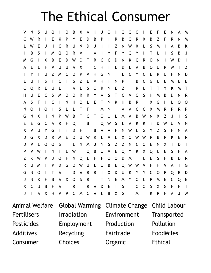 The Ethical Consumer Word Search