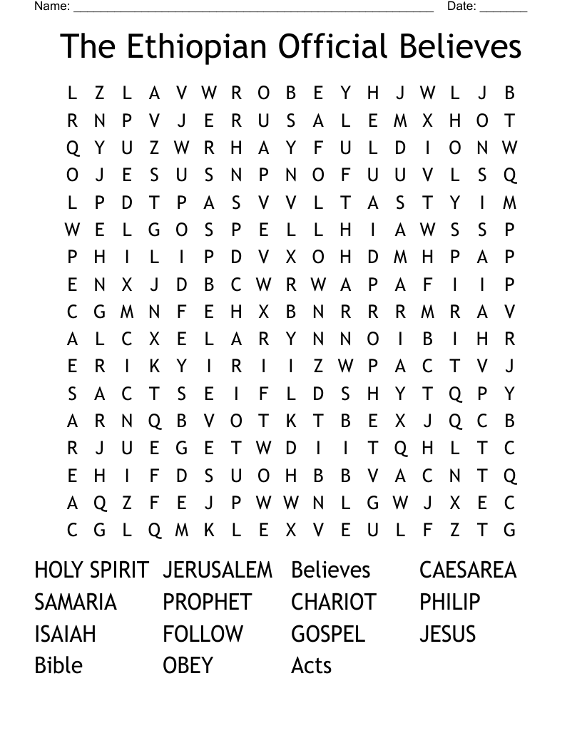The Ethiopian Official Believes Word Search