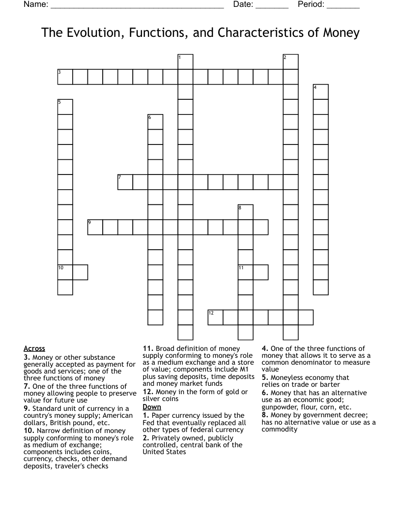 The Evolution, Functions, and Characteristics of Money Crossword
