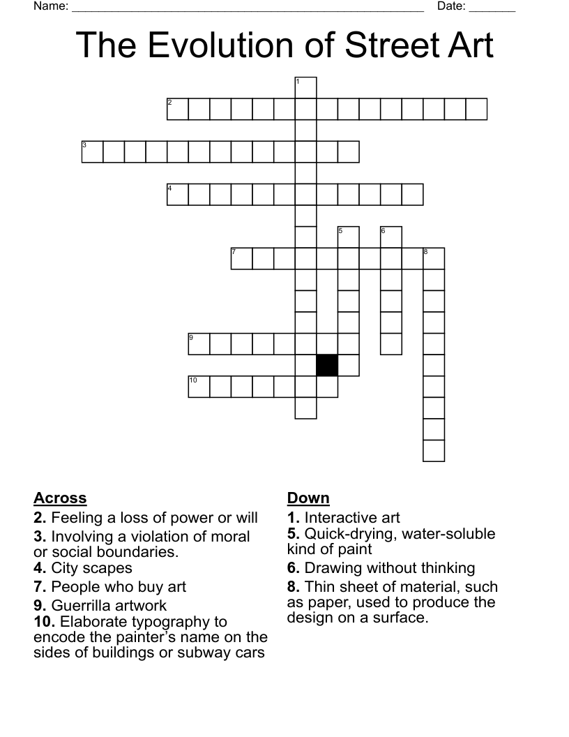 The Evolution of Street Art Crossword