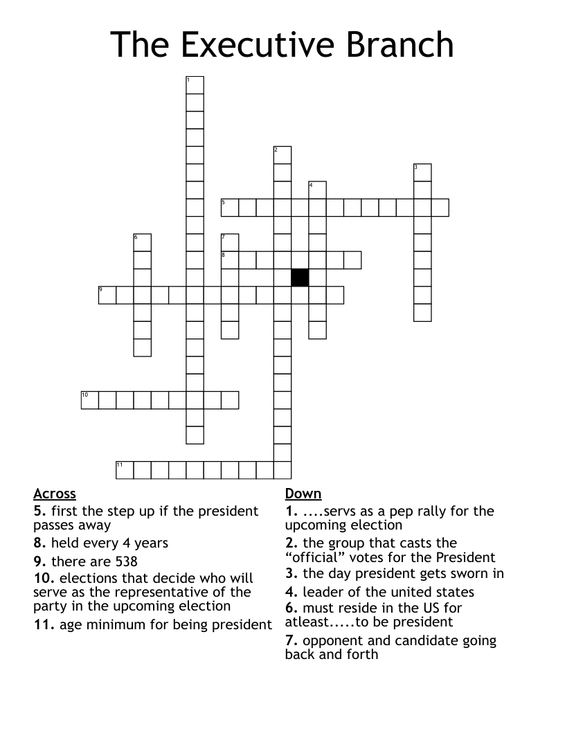 The Executive Branch Crossword
