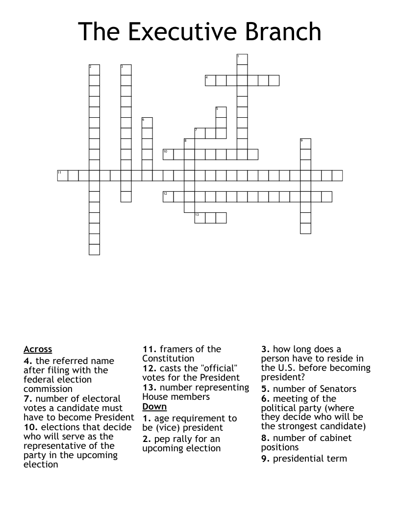 The Executive Branch Crossword
