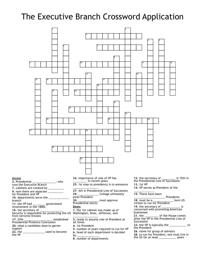 The Executive Branch Crossword Application
