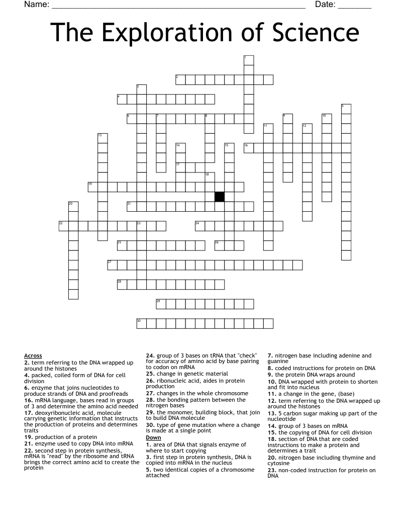 The Exploration of Science Crossword