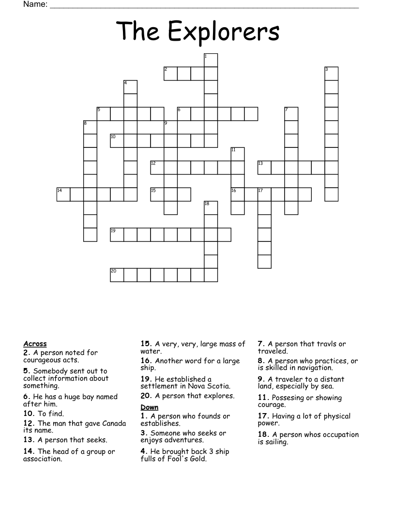 The Explorers Crossword