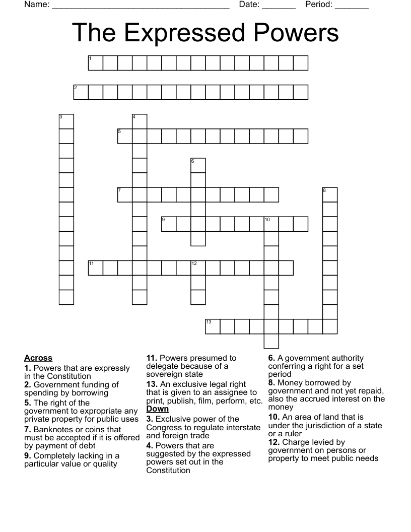 The Expressed Powers Crossword