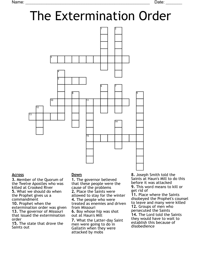 The Extermination Order Crossword