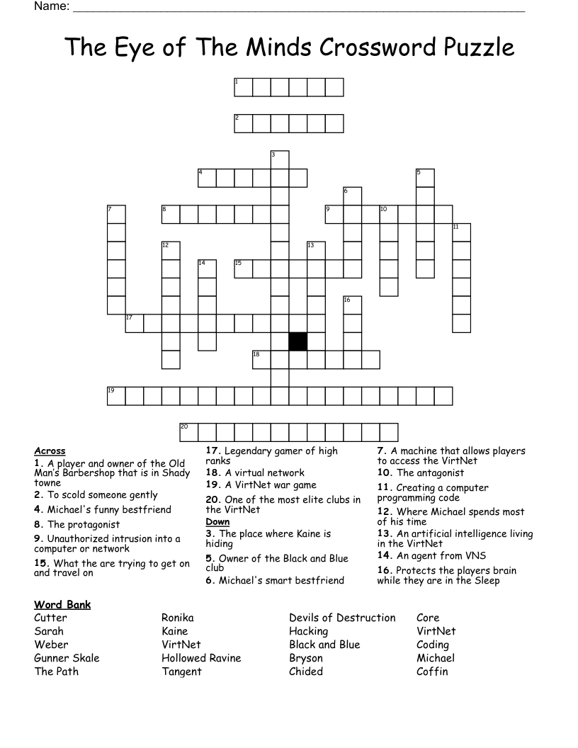 The Eye of The Minds Crossword Puzzle 