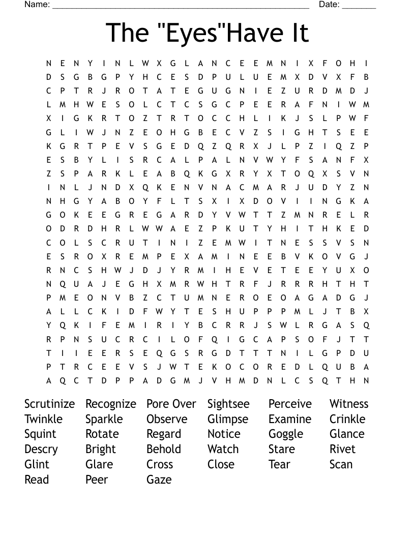 The "Eyes"Have It Word Search