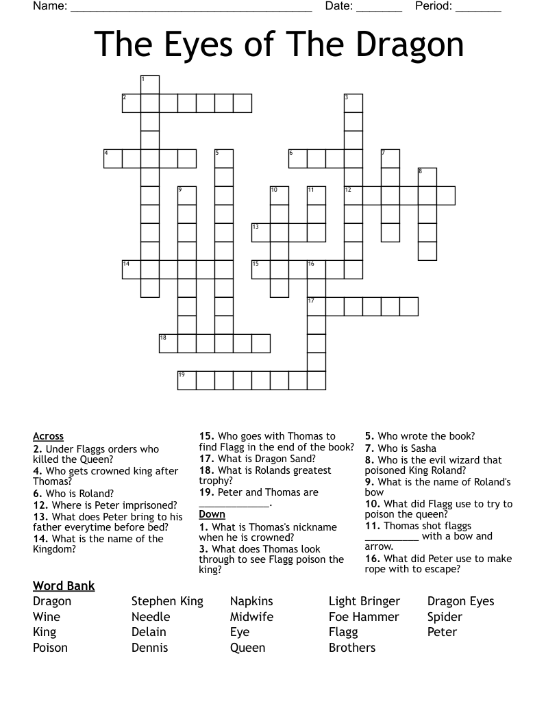 The Eyes of The Dragon Crossword