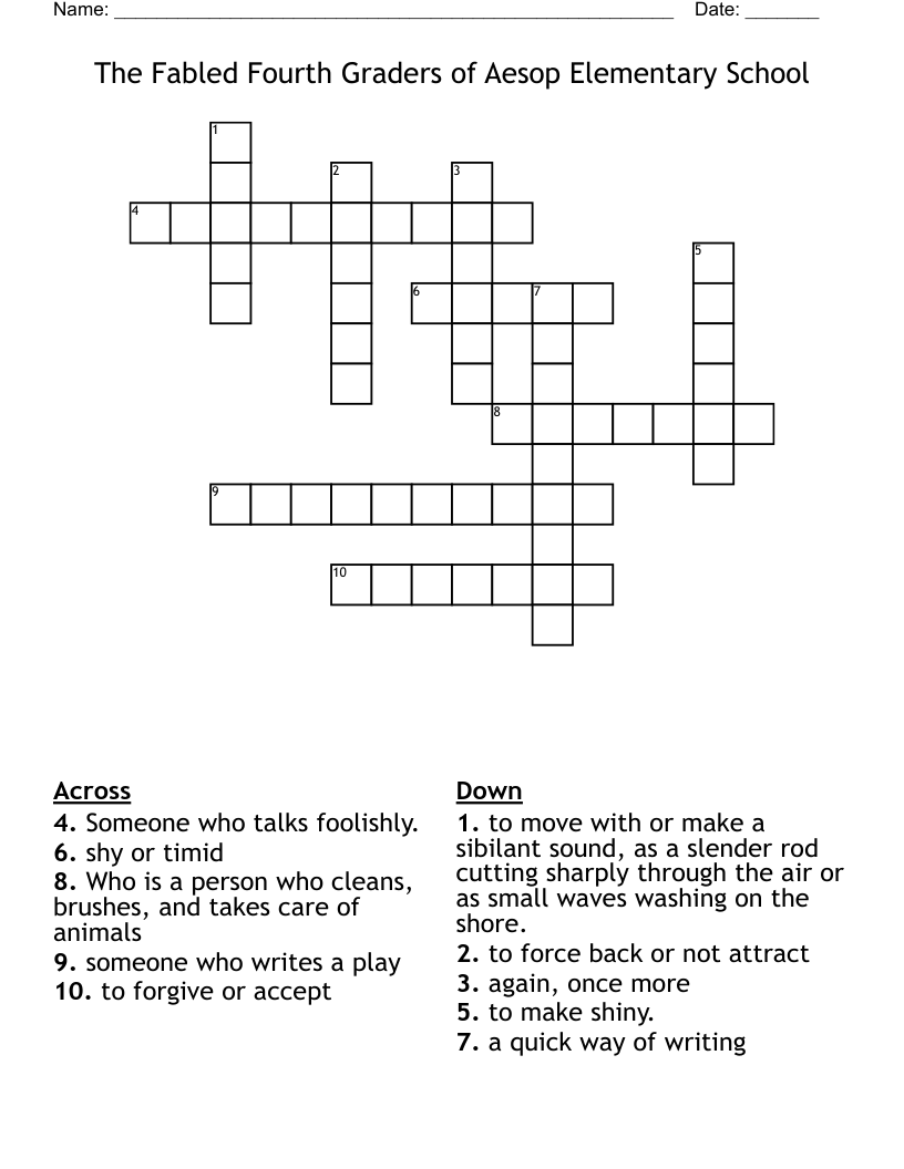 The Fabled Fourth Graders of Aesop Elementary School Crossword