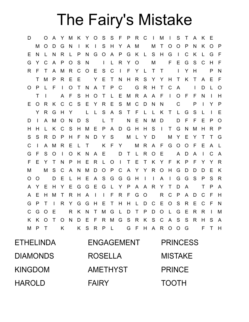 The Fairy's Mistake  Word Search