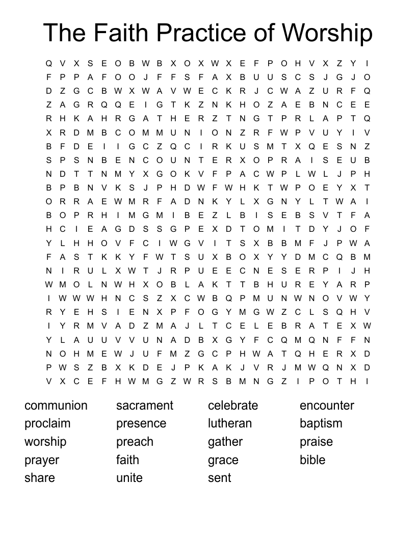 The Faith Practice of Worship Word Search