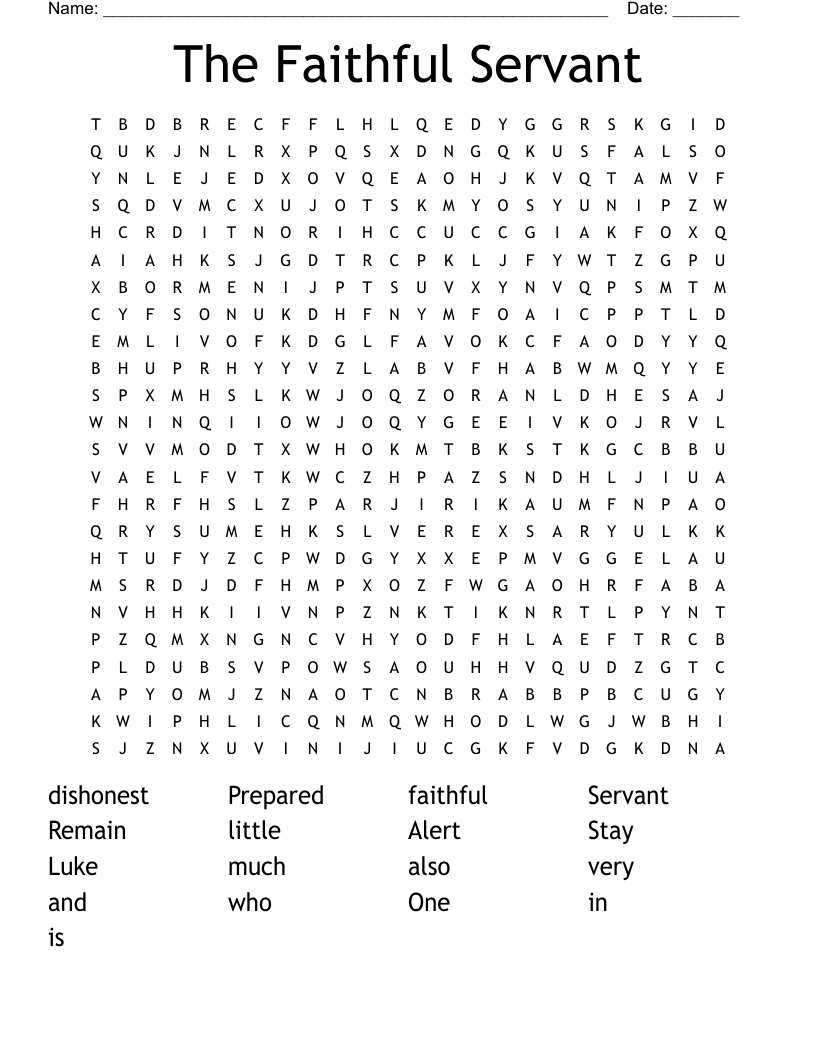 The Faithful Servant Word Search