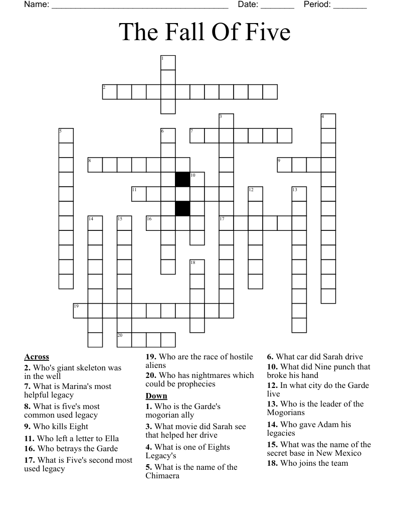 The Fall Of Five Crossword