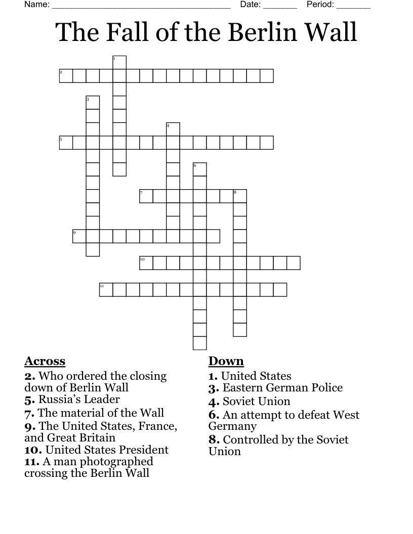 The Fall of the Berlin Wall Crossword
