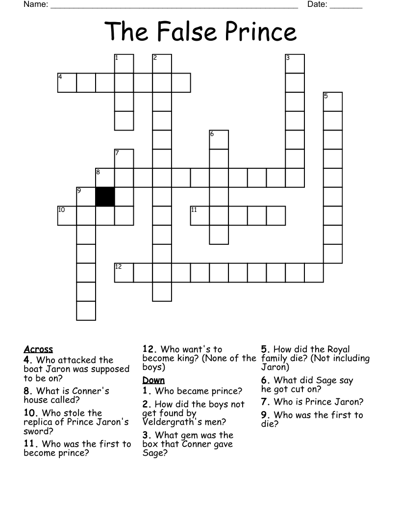 The False Prince Crossword