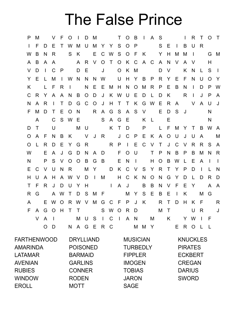 The False Prince Word Search