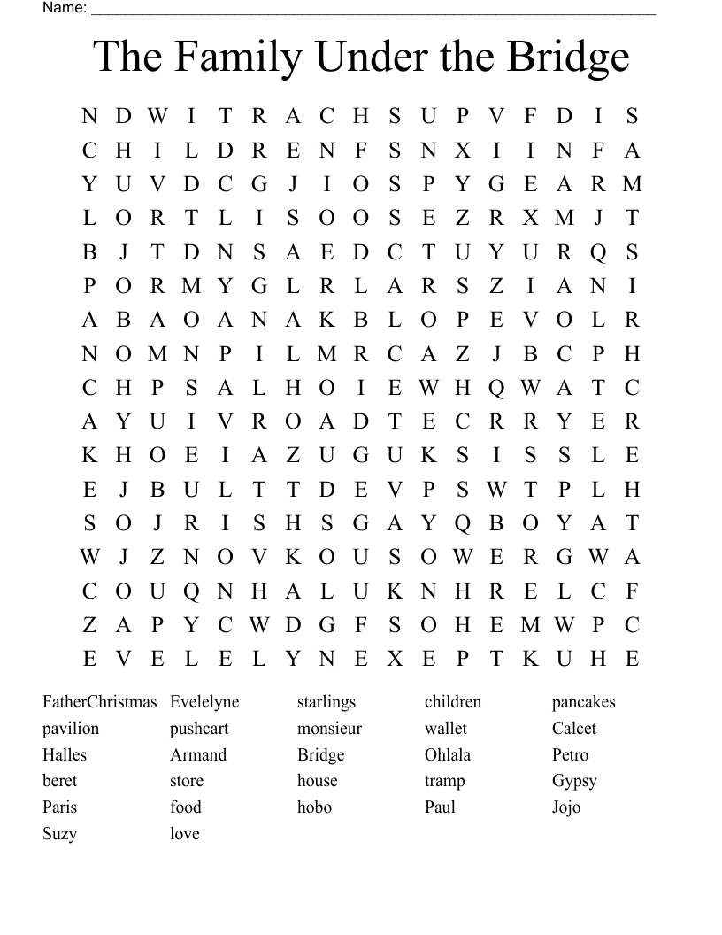 The Family Under the Bridge Word Search