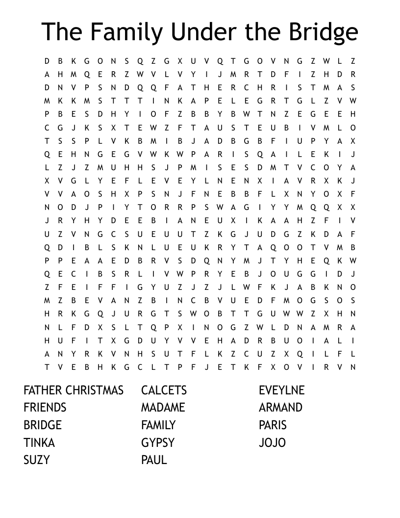 The Family Under the Bridge Word Search